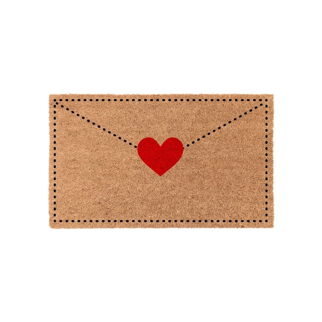 WMQPNNS Outdoor Door Mat Envelope Heart Shaped Welcome Mat Rubber Backing Red Heart Shaped Welcome Floor Mat Suitable for Indoor and Outdoor Front Door
