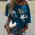 thumbnail image 2 of XFHLMJFF Womens T-Shirts Workout Fit Basic Tops Flowy Dressy Boho Plus Size Floral Printed One Shoulder Blouse Going Out Tees, 2 of 6