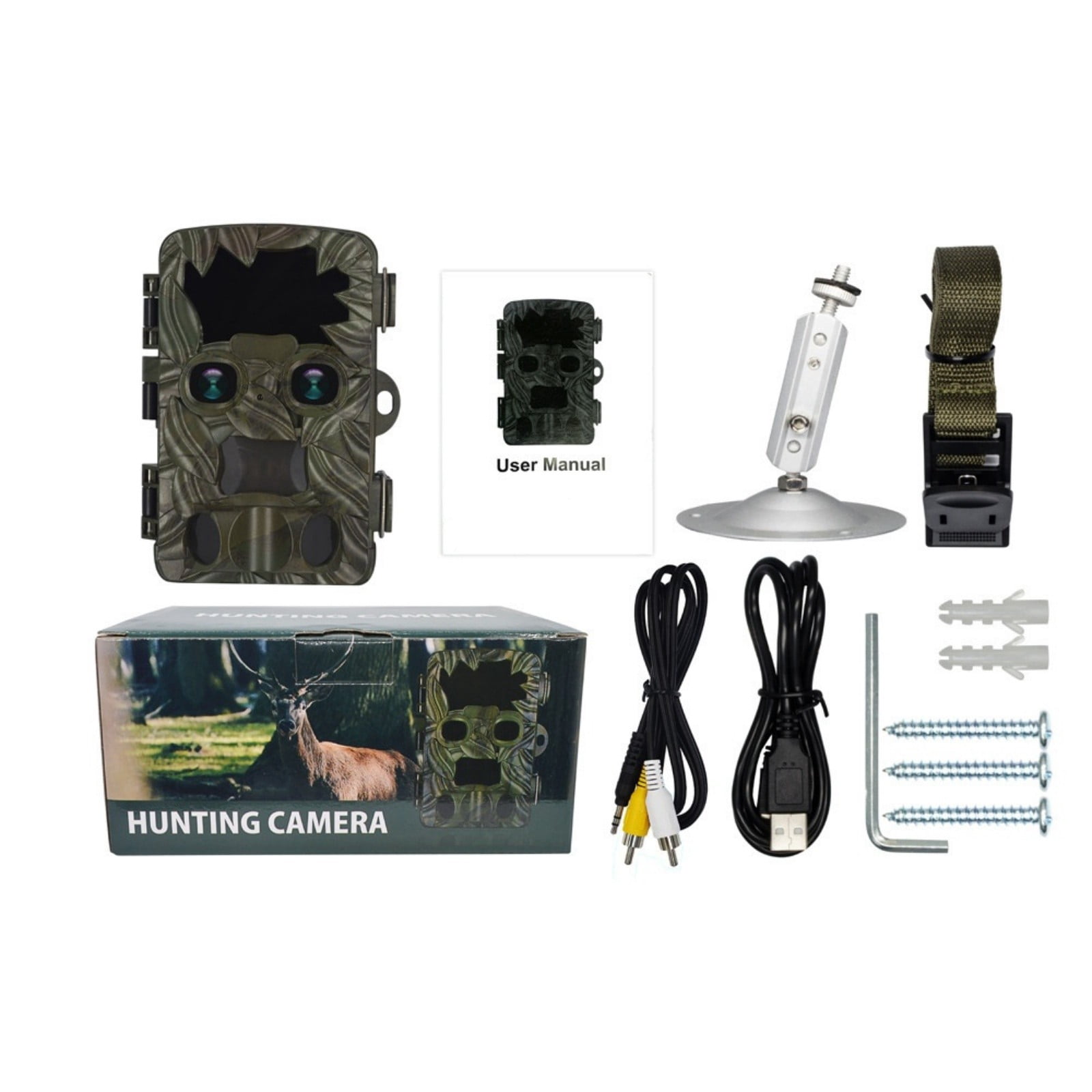 Dual Lens Trail Camera with Infrared Night Vision, Motion Activated Game Camera with 4K Video, Fast Trigger & IP66 Waterproof, Wildlife Camera for Outdoor Use