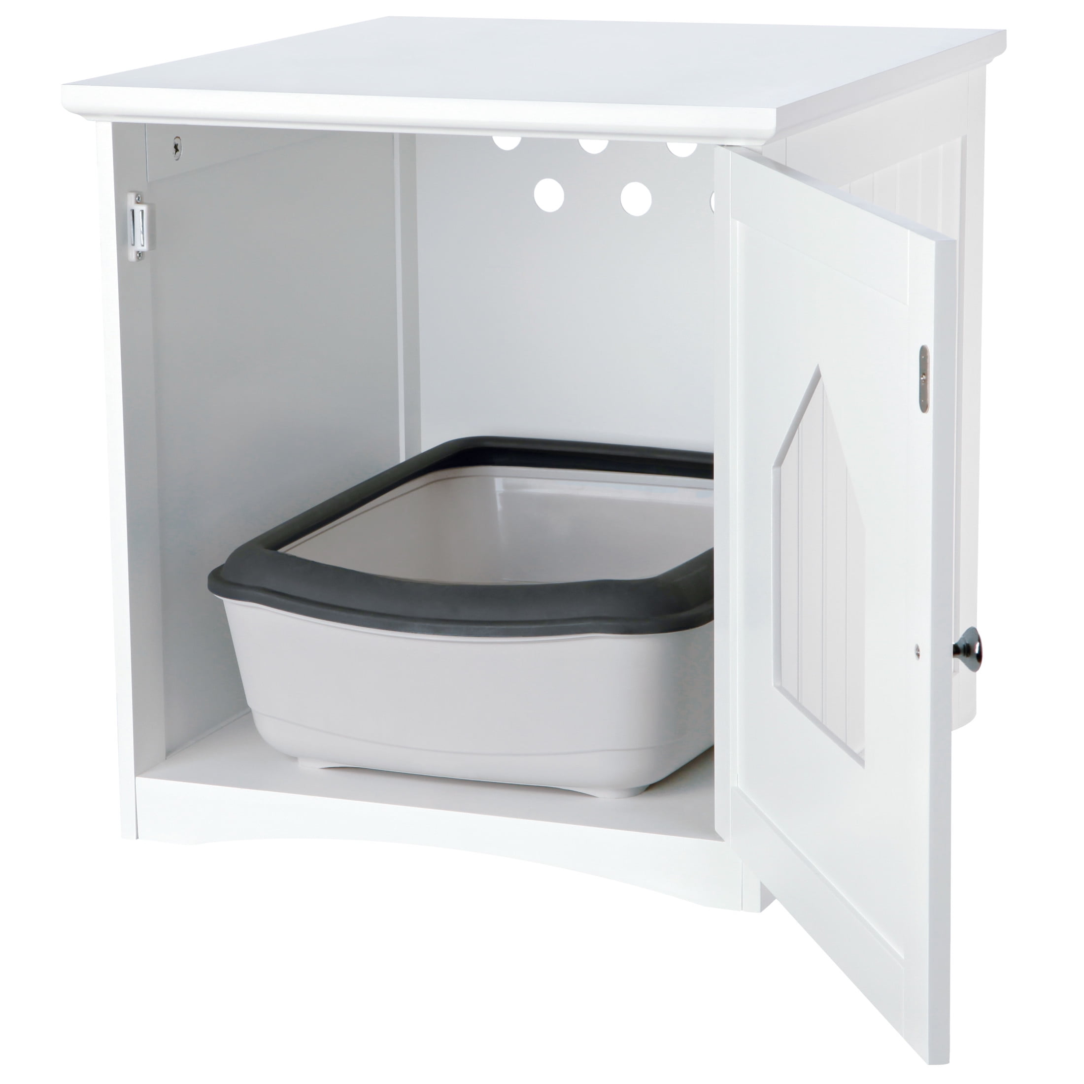 TRIXIE Small Cat Litter Box Enclosure Hidden Litter Indoor Cat Furniture Pet Home Side Table White