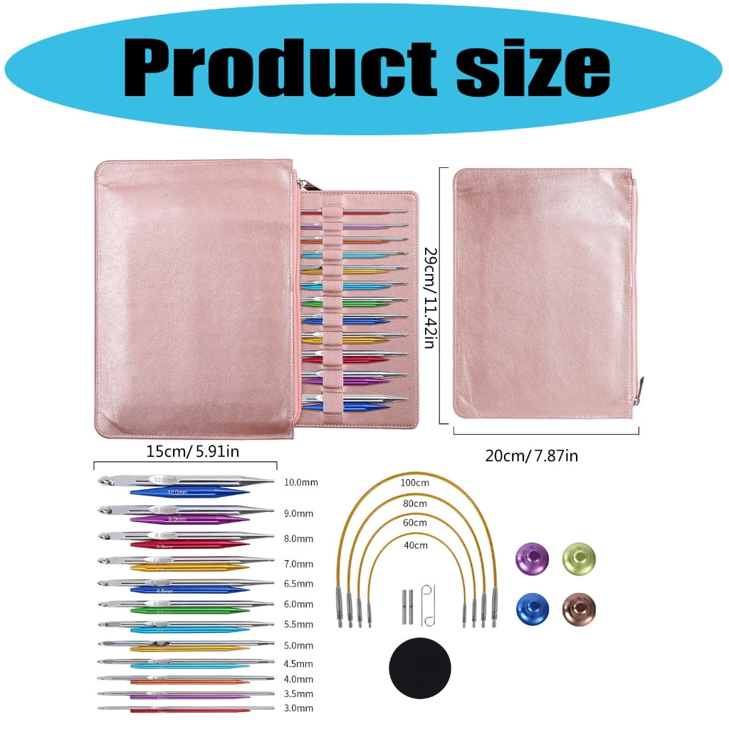 Zeiwohndc 12Pairs Interchangeable Aluminum Tunisian Crochet Hook Set for Sweater Blanket