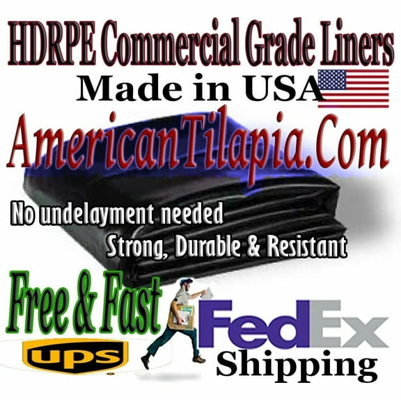 18X18 Pond Liner Strong & Durable Fish Pond Liner for Outdoor Ponds, Aquaculture, Free Shipping!!