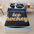 thumbnail image 2 of Homewish Blue Ice Hockey Zipper Twin Comforter Sets with Fitted Sheet and 2 Pillowcases for Kids, Snowflake Ice Cream Zipper Bedding Set, Navy Reversible, 4pcs, 2 of 6
