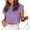 Purple, variant on Bat Sleeve Women's Short Sleeve Summer Curled Cropped Top Casual Round Neck Solid Color T-Shirt