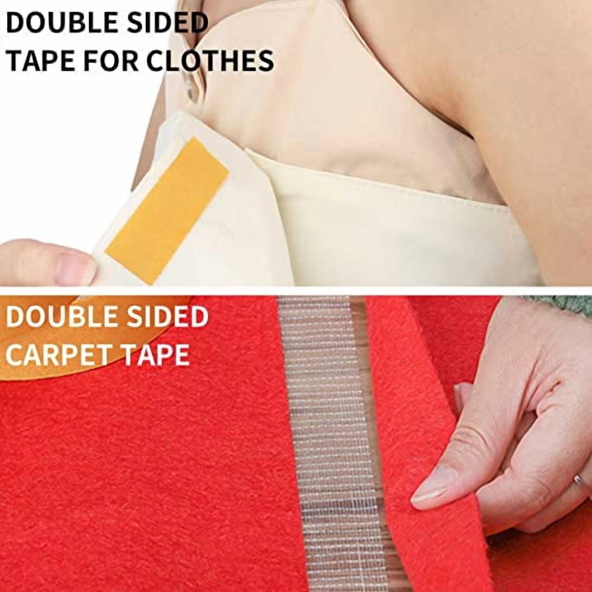 YNGLLC Fabric Tape Multifunctional Double Sided Tape,Clear Tape for Clothes,Double Stick Carpet Tape Heavy Duty 1inchx66FT 20m High Stickness Strong 2 Sided Tape