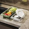 thumbnail image 6 of Over the Sink Colander Strainer Basket - Expandable Fruits and Vegetables Wash Kitchen Sink Strainer,Multifunctional Retractable Plastic Kitchen Sink Strainer Basket On (Green Transparent), 6 of 7