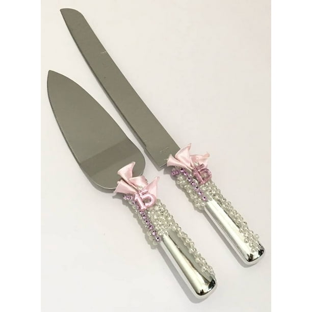 Mis Quince Anos Sweet 15 Cake Knife and Server Birthday Pink Flower Quinceanera Set Walmart