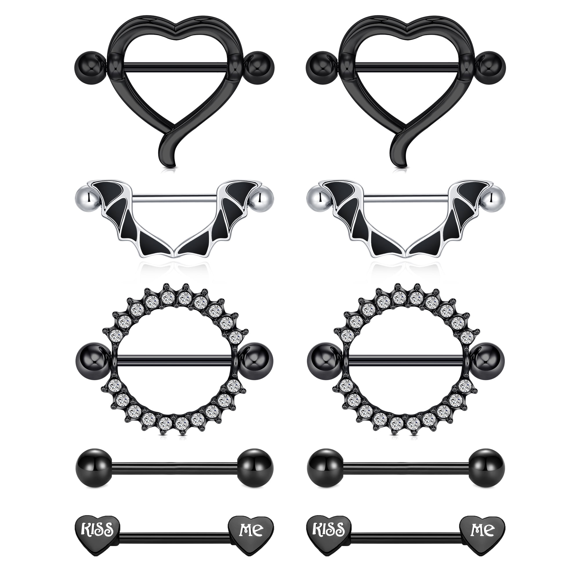 Briana Williams Nipple Rings for Women A-Black