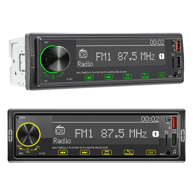 Becaristey Single DIN MP3 Player Vehicle Front In-dash Touch Control Bluetooth-compatible Radio Automotive Automobile Multimedia