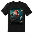 thumbnail image 2 of Plus Size Shirt for Women Black Tops for Women Short Sleeves Shirt for Women Red-Browed Bird 8 T Shirt Crewneck Shirt for Women 4XL, 2 of 5