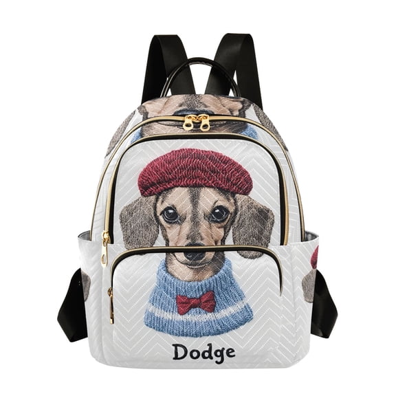 FORMRS Mini Backpack Purse for Women Quilted Travel Daypack Casual Shoulder Bag, Gray Cute Dog Artist