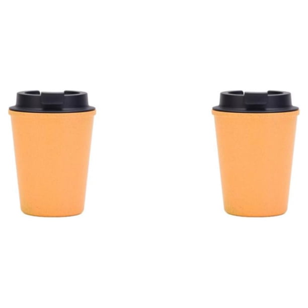 Billuyoard Botella de bebida Taza de agua Taza térmica Dulce regalo Estudiante al aire libre Oficina Drinkware Leche multipropósito Suministros Amarillo 350ml 2piezas