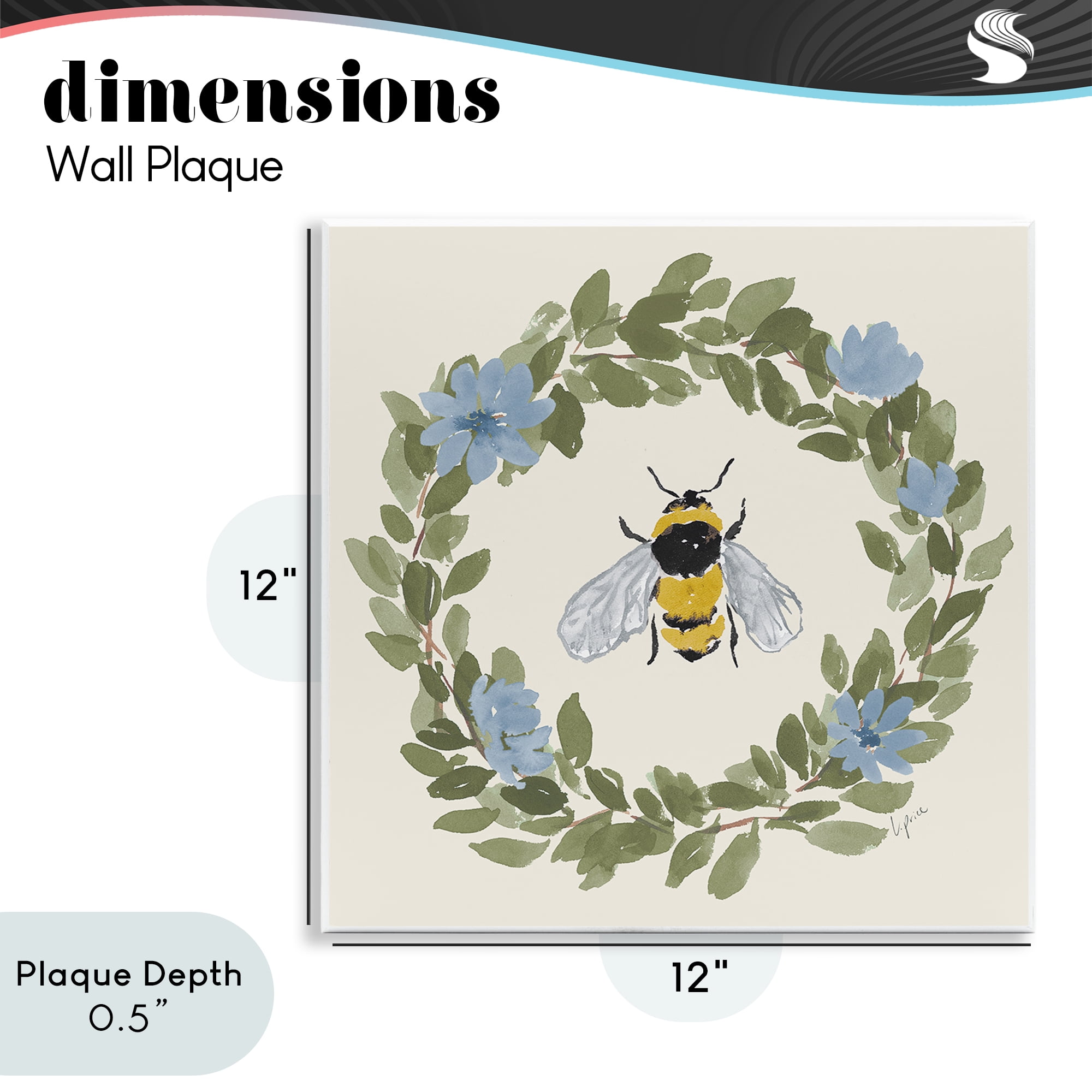 Stupell Industries Floral Wreath Bee Celebration Wall Plaque Art, design by Lucille Price