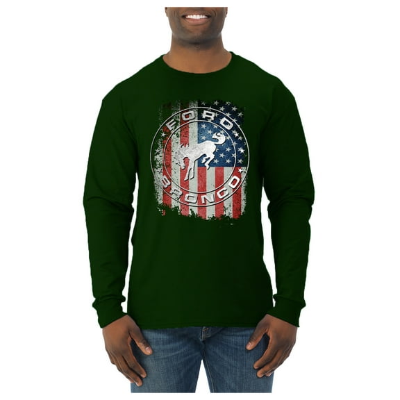 Wild Bobby US Flag Ford Bronco Men Long Sleeve Shirt