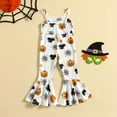 thumbnail image 5 of Weebloom Halloween Baby Rompers Girl Kids Ribbed Jumpsuit Pants 2 Colors Pumpkin Sleeveless Strap Flare Pants Bell Bottom Playsuit Dailywear,18-24 Months, 5 of 5