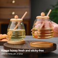 thumbnail image 6 of 16.7 Oz Glass Honey Jar with Dipper and bamboo Lid Honey Pot Honey Container Holder Syrup Dispenser for Home Kitchen$$Home Decor, Kitchen, & Other, 6 of 7