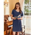 thumbnail image 5 of Ekouaer Nightgowns for Women Short Sleeve Sleep Shirts V Neck Nightshirts Soft Sleepshirt Caual T Shirt Sleepdress Navy Blue M, 5 of 6