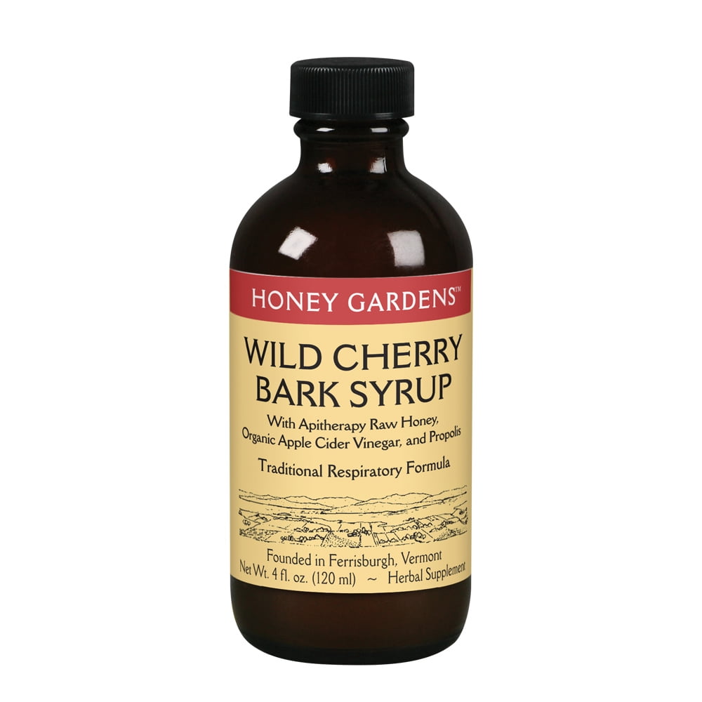 Honey Gardens Wild Cherry Bark Syrup with Apitherapy Raw Honey