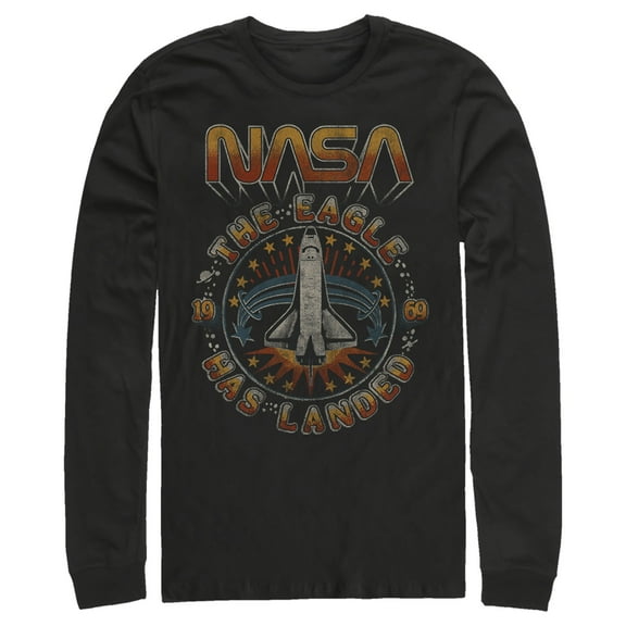 Men's NASA Eagle Has Landed  Long Sleeve Shirt Black Large
