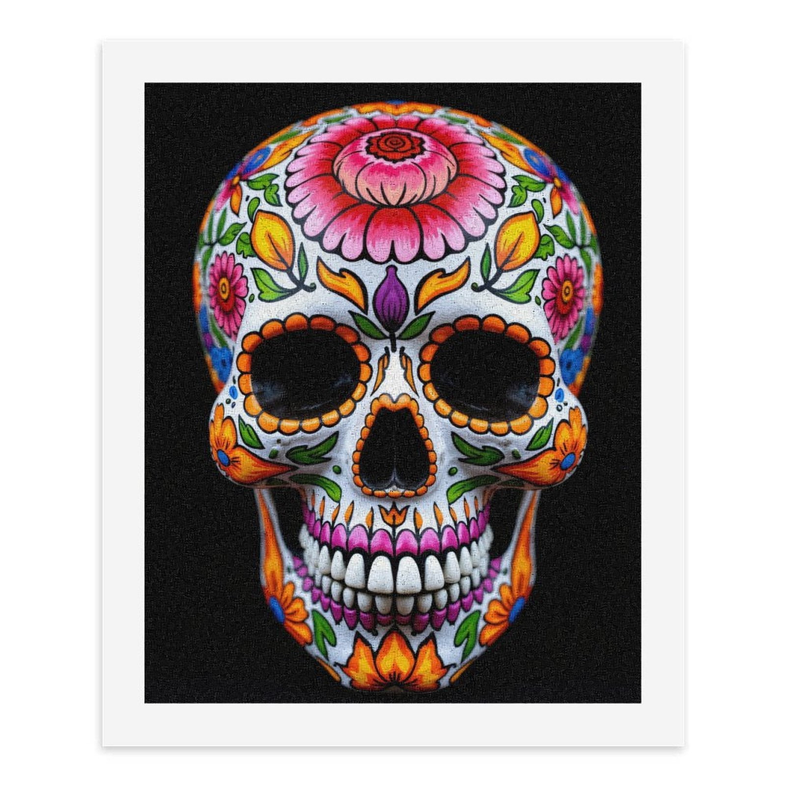 Paint By Numbers Kit for Adults Beginner - DIY Colorful Floral Skull Art Canvas Painting Kits for Adults, Frameless Paint By Number for Adults for Home Wall Decor 16x20 Inch
