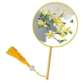 thumbnail image 2 of Homerr Bamboo Round Fan Silk-wrapped Fan Chinese Embroidered Round Fan - Double-Sided, Ideal for Parties and Special Events, 2 of 10