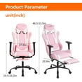 thumbnail image 3 of CL.HPAHKL Ergonomic Gaming Chair with Footrest, High Back Computer Desk Chair for Adults, Racing Office Chair with Lumbar Support & Headrest, PU Leather Swivel Video Game Chair, Pink, 3 of 7