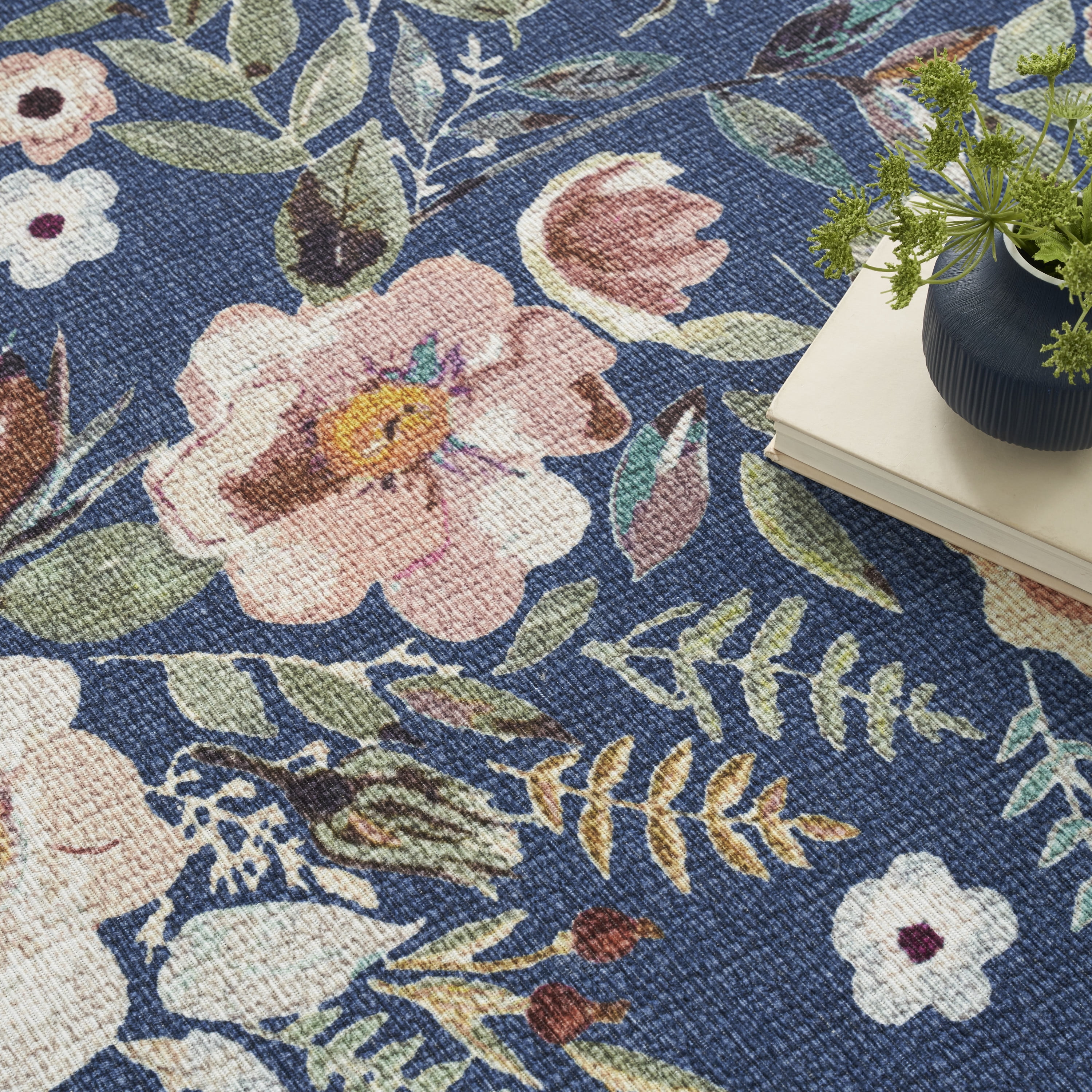 Nourison Nourison Washables Floral Navy Multicolor 8' x 10' Area Rug (8x10)