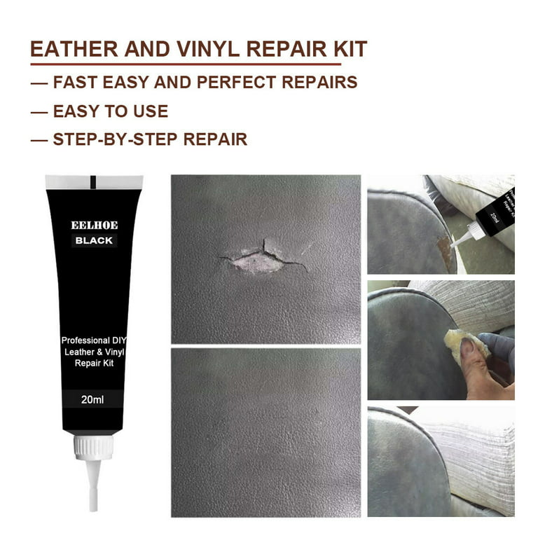  Black Leather Repair Kit for Furniture, Car Seats