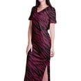 thumbnail image 5 of Moomaya Long Bodycon Maxi Dress For Womens Short&nbsp;Sleeve V neck Printed Jersey T-shirt Dress, 5 of 6