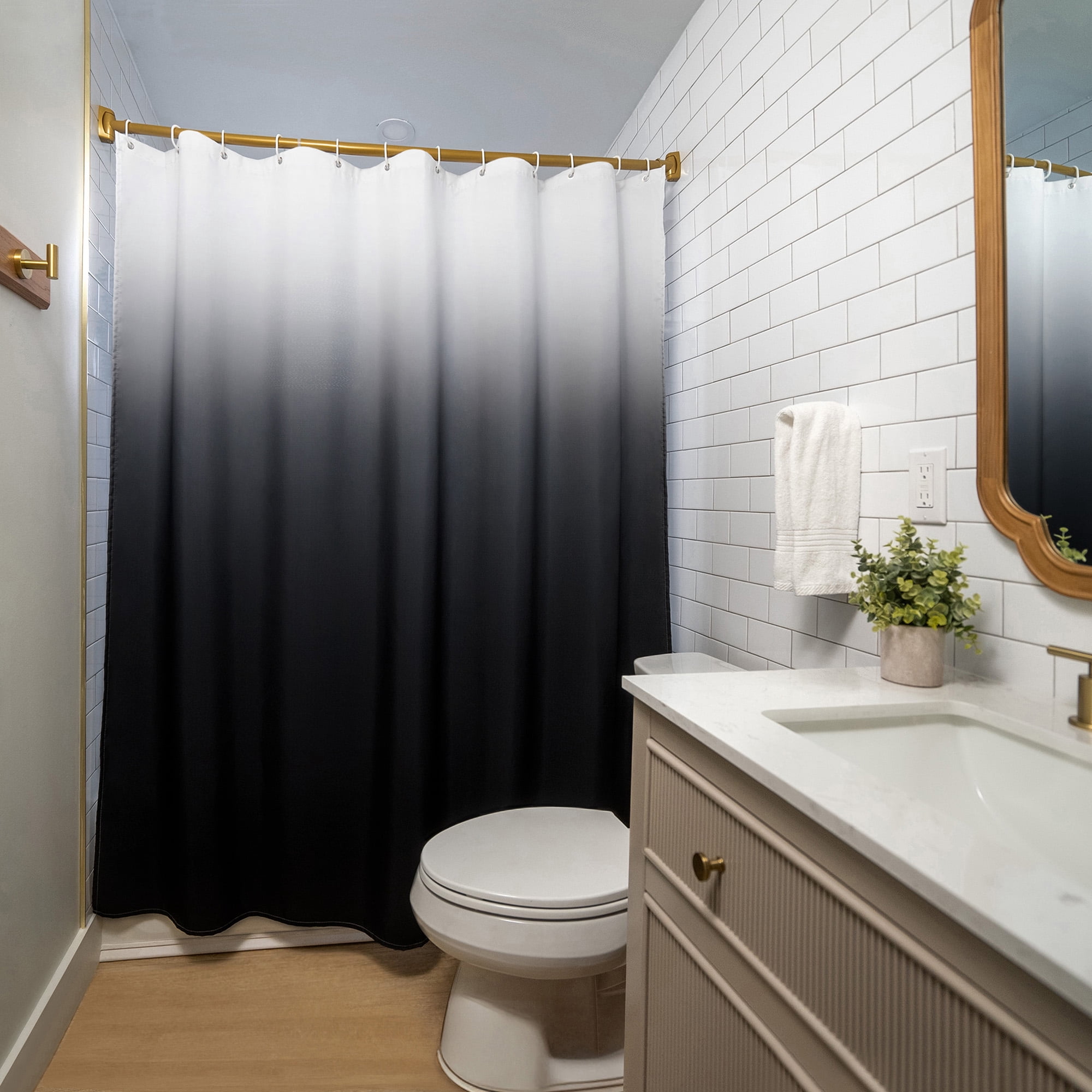 Americanflat 71x74 Ombre Black Shower Curtain - Water Resistant - Polyester Fabric