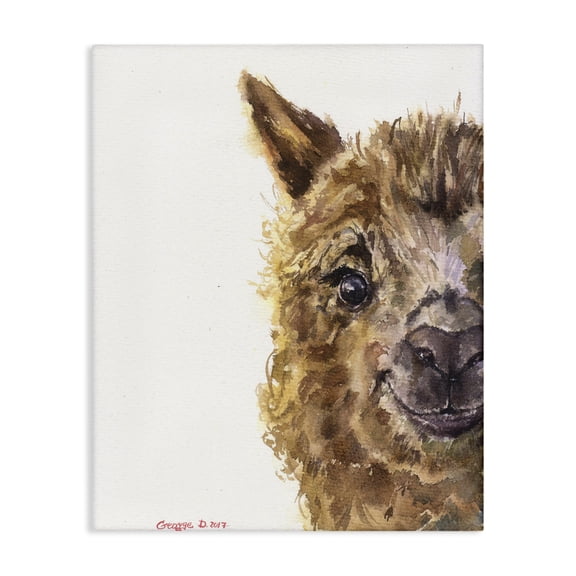 Stupell Industries Rustic Lodge Baby Llama Head Watercolor Canvas Art, 24 x 30, by George Dyachenko