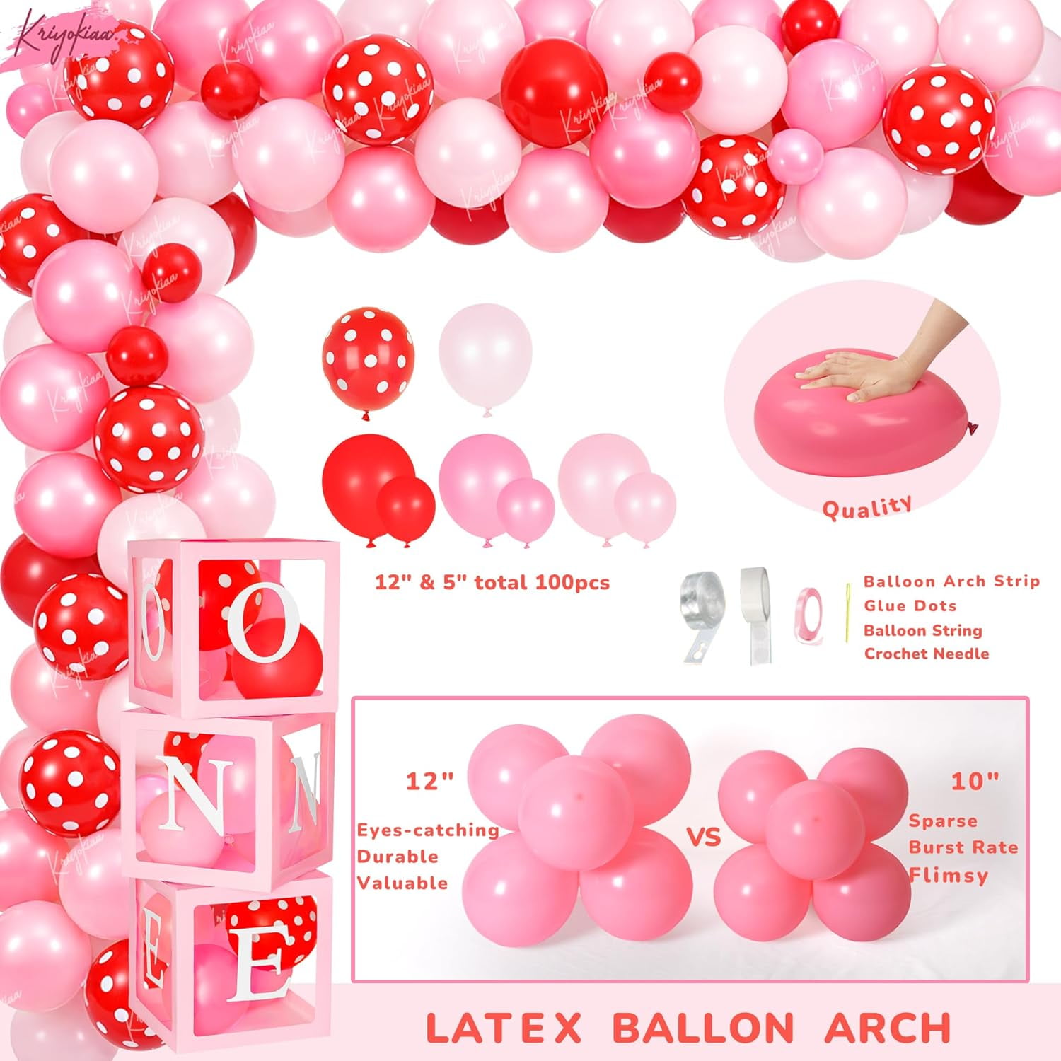 Berry First Birthday Decor Set Strawberry Theme for Girls 1st Birthday Balloon Arch Backdrop