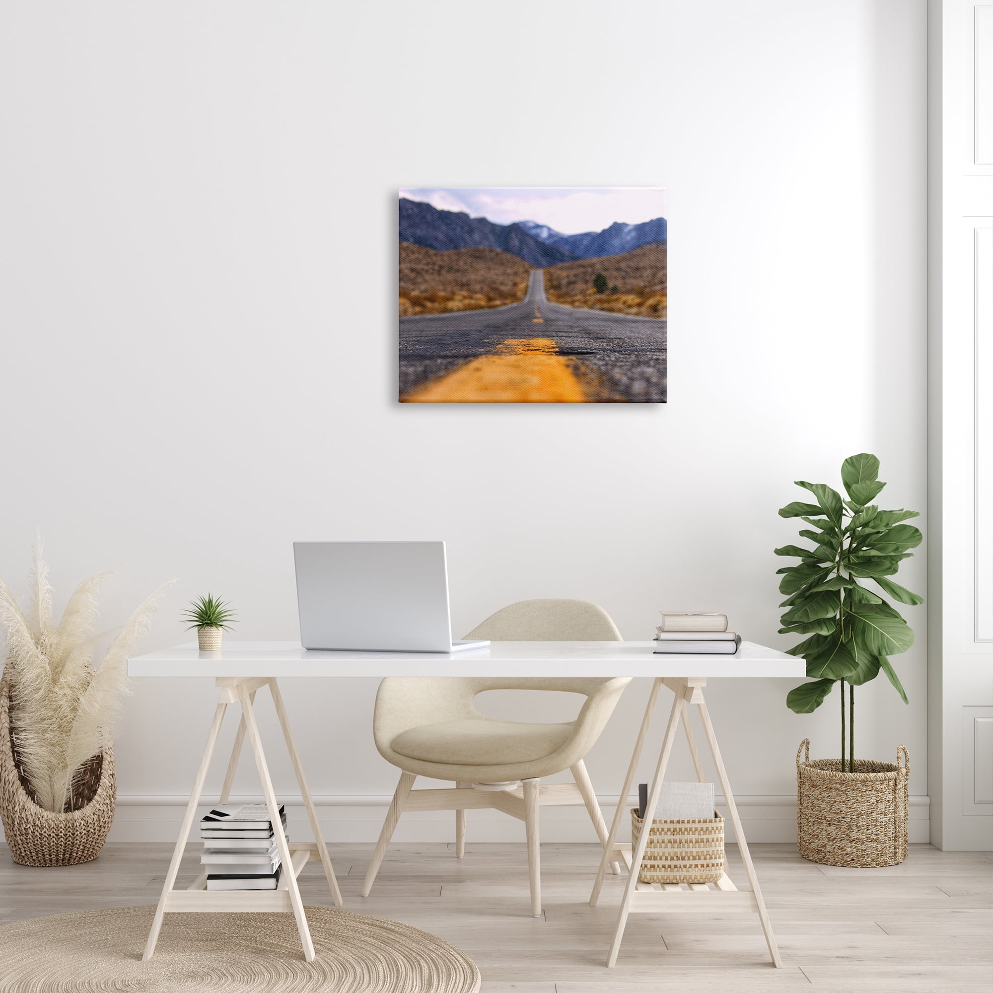 Stupell Industries Rural Ground View Country Highway Road Distant Peaks Photograph Gallery Wrapped Canvas Print Wall Art, Design by Jeff Poe