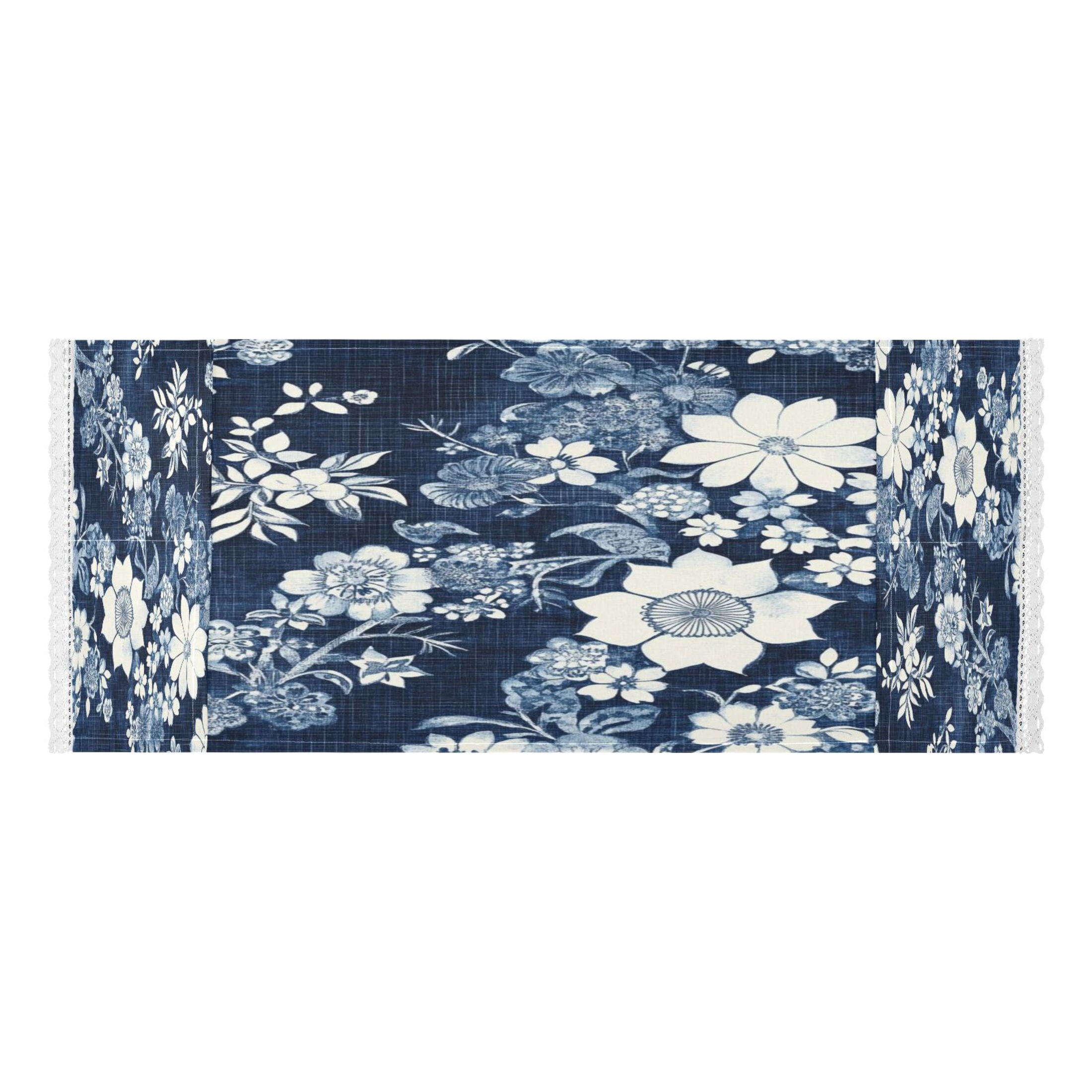 WOBOGO White Vintage Flower in Indigo Blue Washing Machine Cloth Dryer Refrigerator Top Cover Protective Non-Slip Mat For Kitchen Laundry