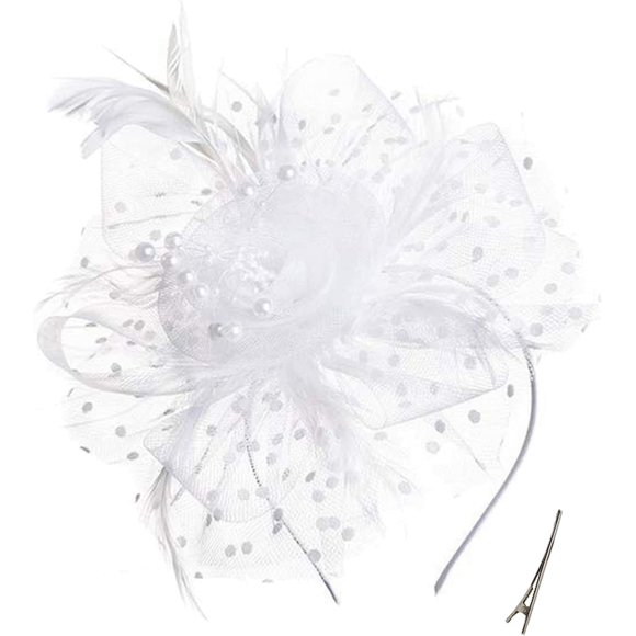 Tocado Babeyond con clip extraíble - Accesorio nupcial Kentucky Derby con plumas de perla para mujer