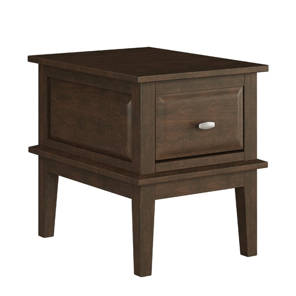 Minal End Table with 1 Drawer- Brown Cherry Birch Wood 24 Inch