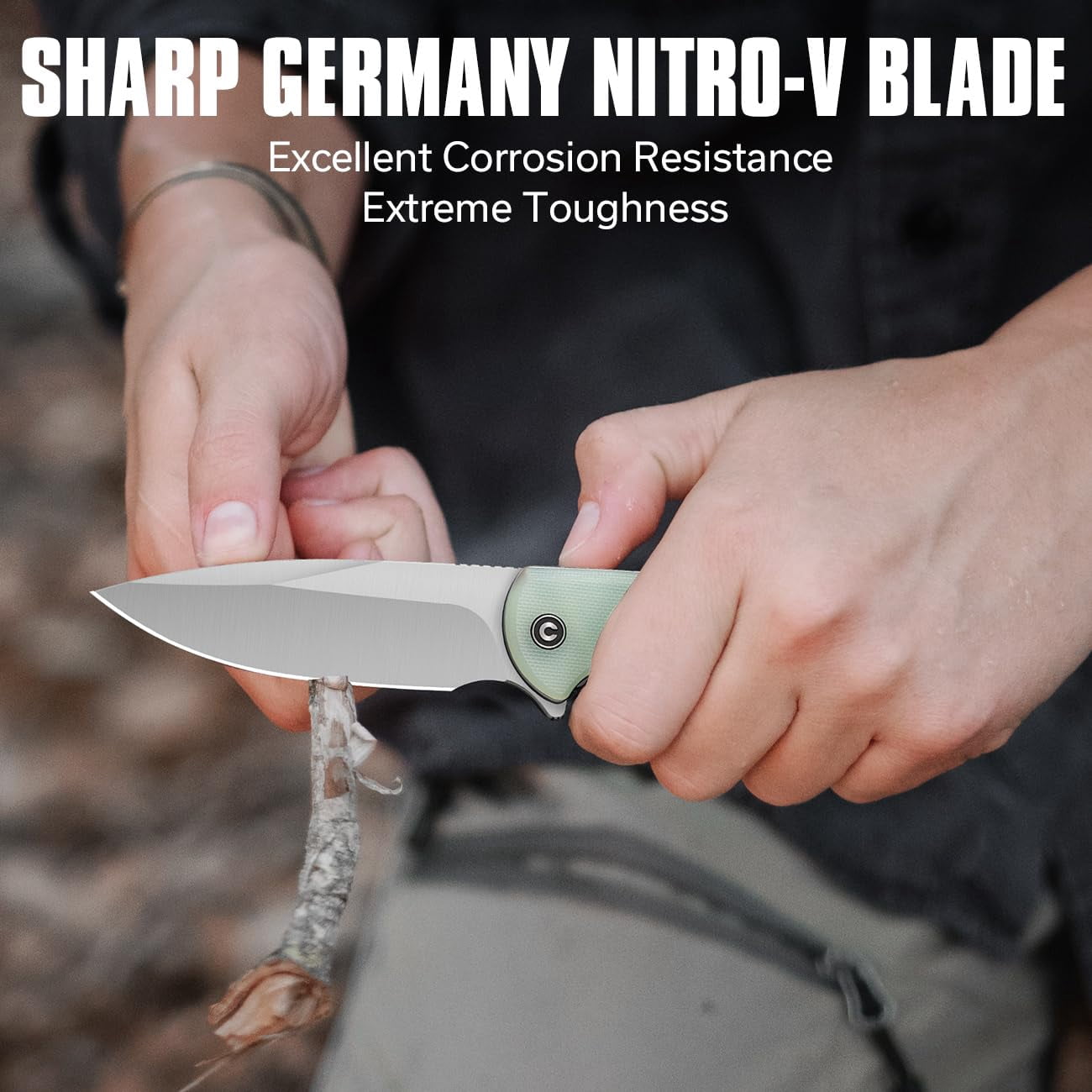 CIVIVI Primitrox Folding Knife Flipper Pocket Knife with 3.48" Nitro-V Blade G10 Handle for Everyday Carry C23005A-1