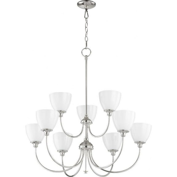 Transitional Nine Light Chandelier-Polished Nickel Finish Bailey Street Home 183-Bel-2534922