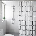 thumbnail image 4 of Cortinas de ducha de plástico con diseño enrejado en blanco y negro para decoración de baño, juego de ganchos transparentes e impermeables, cortinas de baño contemporáneas de 180 x 180 cm, 4 of 5