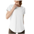 thumbnail image 2 of Women's Athletic Tops Short Sleeved Casual Fashion Solid Color Sports Yoga Crew Neck Blouse, 2 of 4