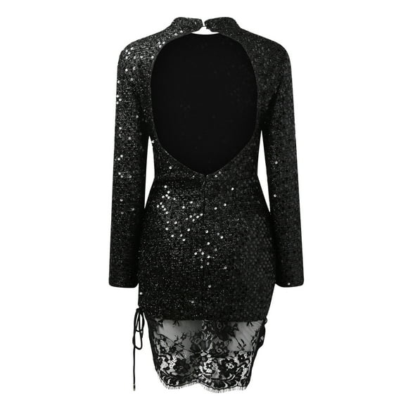 Long Sleeve Prom Dress Sexy Womens Long Sleeve Backless Sequin Cocktail Prom Gown Dress Prom Dress Long Sleeve Sequin Dress Long Sleeve Long Sleeve Dress Womens Cocktail Dress