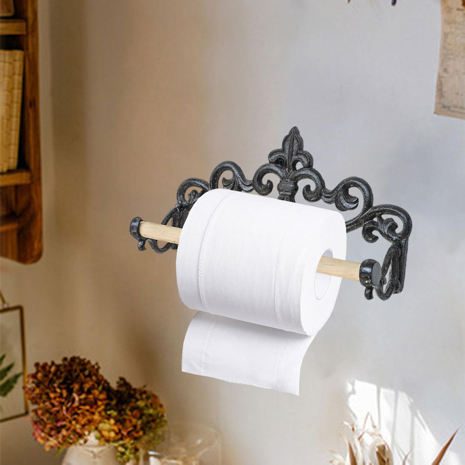 Fiocias Iron Wall Toilet Paper Holder Retro Style Smart Tissue Roll Rack Sturdy Bathroom Style B