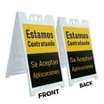thumbnail image 3 of Estamos Tantratando 24" x 36" Double Sided A-Frame Sidewalk Sign Includes 2 Installed Decals Foldable Portable White Signicade Sandwich Board Spanish Hiring Notice Recruitment Sign, 3 of 6