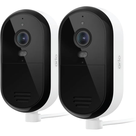 Security Camera Outdoor Wired 2-Pack - Arlo Essential 2K Surveillance Camera with Person Detection, Package Alert, Color Night Vision, 2-Way Audio, Weather Resistant, Motion Detection