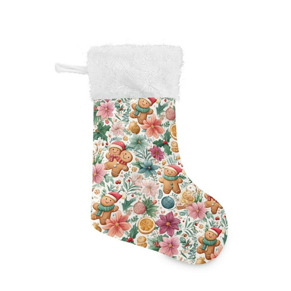 Gingerbread Man with Santa Hat and Scarf Christmas Stockings 17.71" Christmas Tree Decoration Fireplace Party Decoration