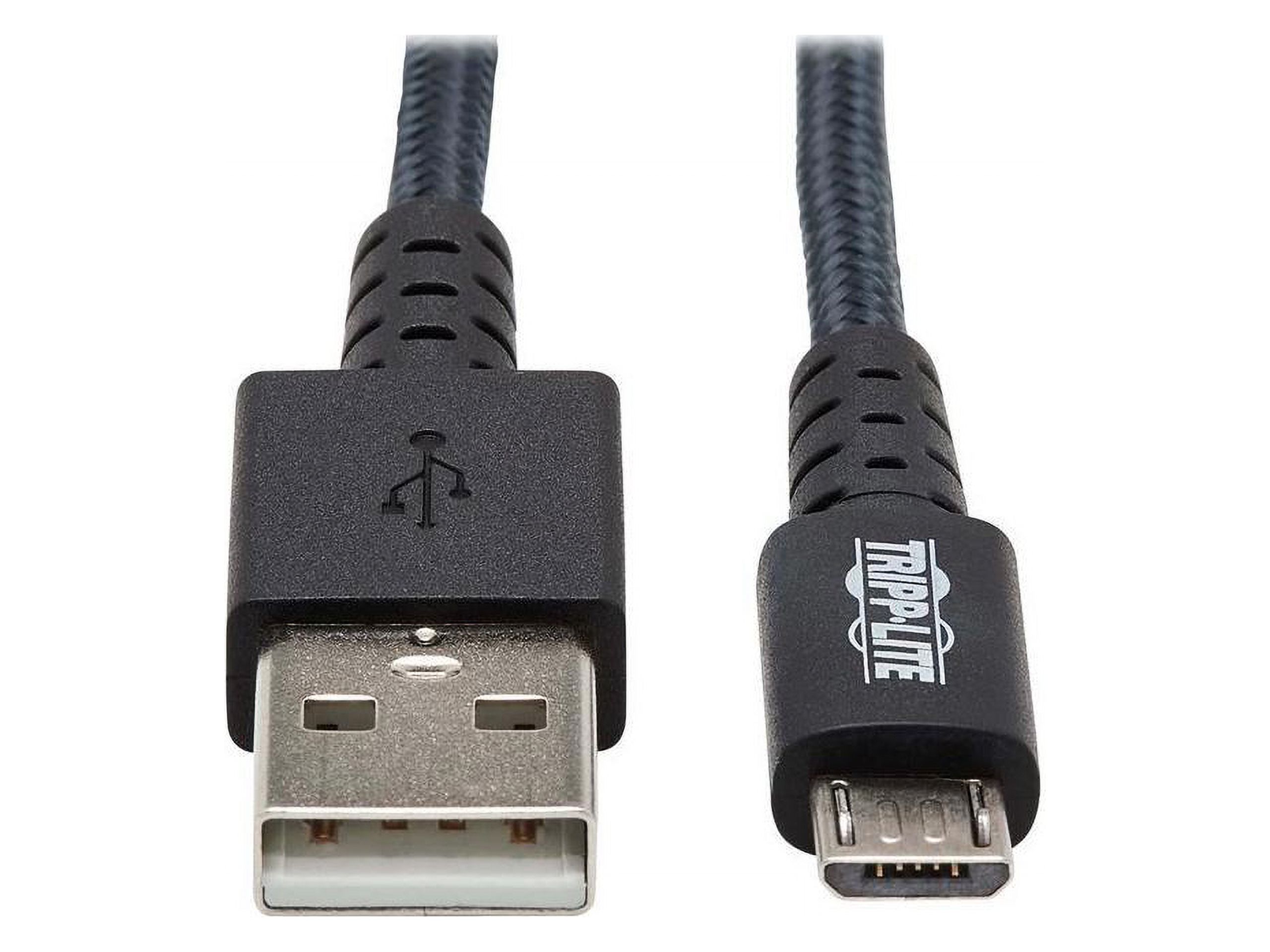Tripp Lite U050-006-GY-MAX Heavy-Duty USB-A to USB Micro-B Cable - M/M, USB 2.0, UHMWPE and Aramid Fibers, Gray, 6 ft. (1.8 m) - image 5 of 9