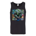 thumbnail image 2 of Wild Bobby, Colorful Abstract Skull Face Streetwear Mens Graphic Tank Top, Black, Small, 2 of 3