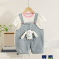 thumbnail image 2 of Odeerbi 0-5 Years Toddler Boys Girls Outfits Rabbit Bib Overall Shorts with Cotton Short Sleeve T-shirt Set Summer Strap Romper Jumpsuit Playsuit, 2 of 6