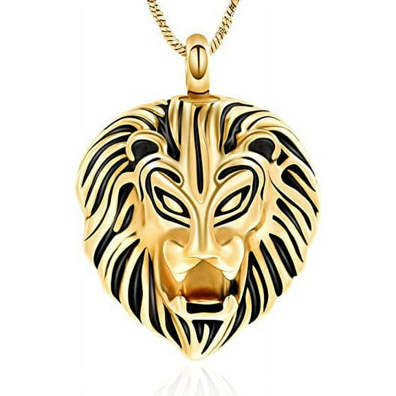 Lion Head / Tiger Head Cremation Urn Necklace for Ashes for Men Memorial Ashes Holder Keepsake Pendant Stainless Steel Mens Ashes Keepsake Memorial Jewelry