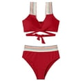 thumbnail image 3 of Bigersell Womens Tankinis Sets with Boy Shorts, Striped Print Two Piece Swimsuits, Soft Cut Padded Tankinis Bathing Suits Swimwear 2 Piece Bikini Sets Red L, 3 of 5